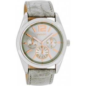 OOZOO Timepieces 42mm Light Grey Leather Strap C7621